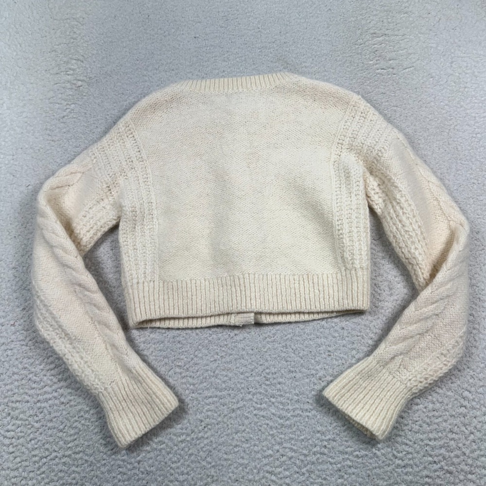 & Other Stories Sweater Womens Small Cardigan Alpaca Wool Blend Cable Knit Ivory - Picture 7 of 11